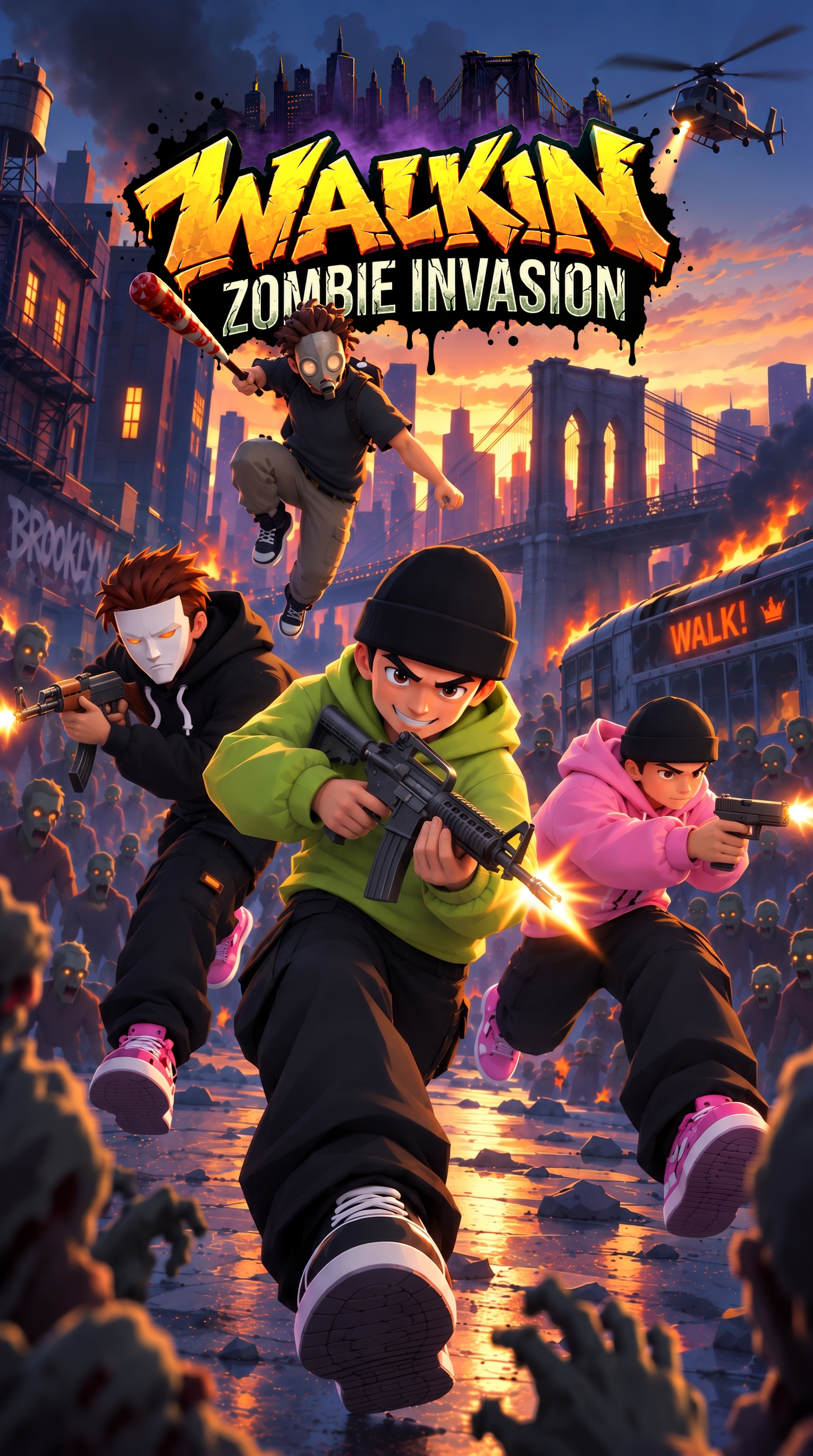 Walkin key art featuring a masked survivor beneath the Walkin title